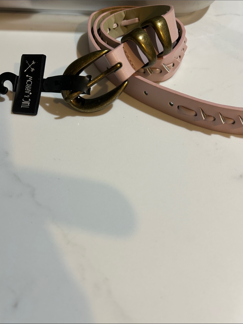 Women's Pink Waist Belt with Antiqued Gold Buckle